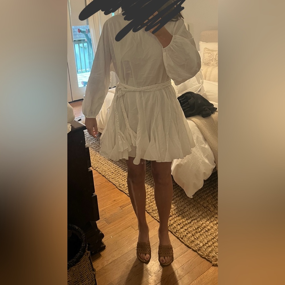 RHODE White Long Sleeve Dress with Rope Belt